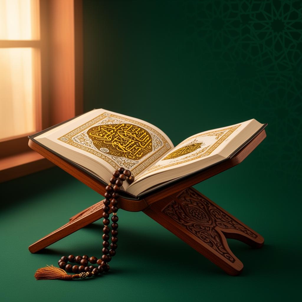 Holy Quran on a wooden rehal stand